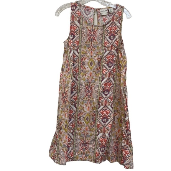 RACHEL Zoe Aztec Southwestern Boho 100% Linen Pocket Dress Women’s Size XS - Picture 1 of 14